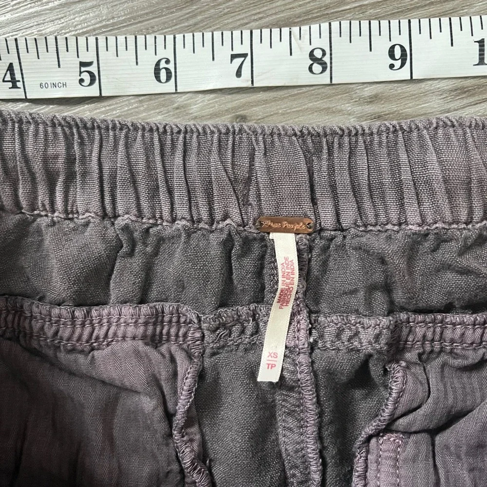 Free People Cargo Mini Skirt XS Gray Linen Blend Utility Drawstring Pockets